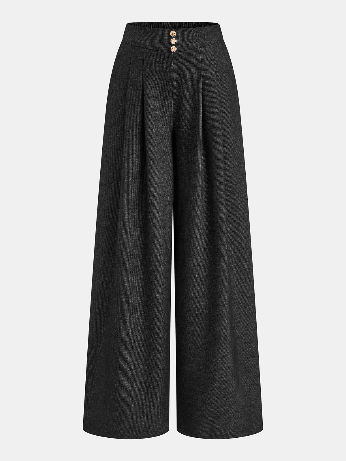 Elastic Waist High-Waist Wide-Leg Pants