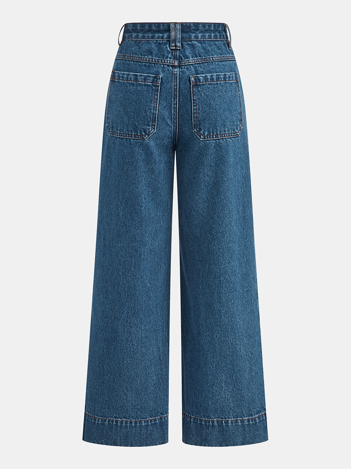 Denim Mid-Waist Wide-Leg Jeans