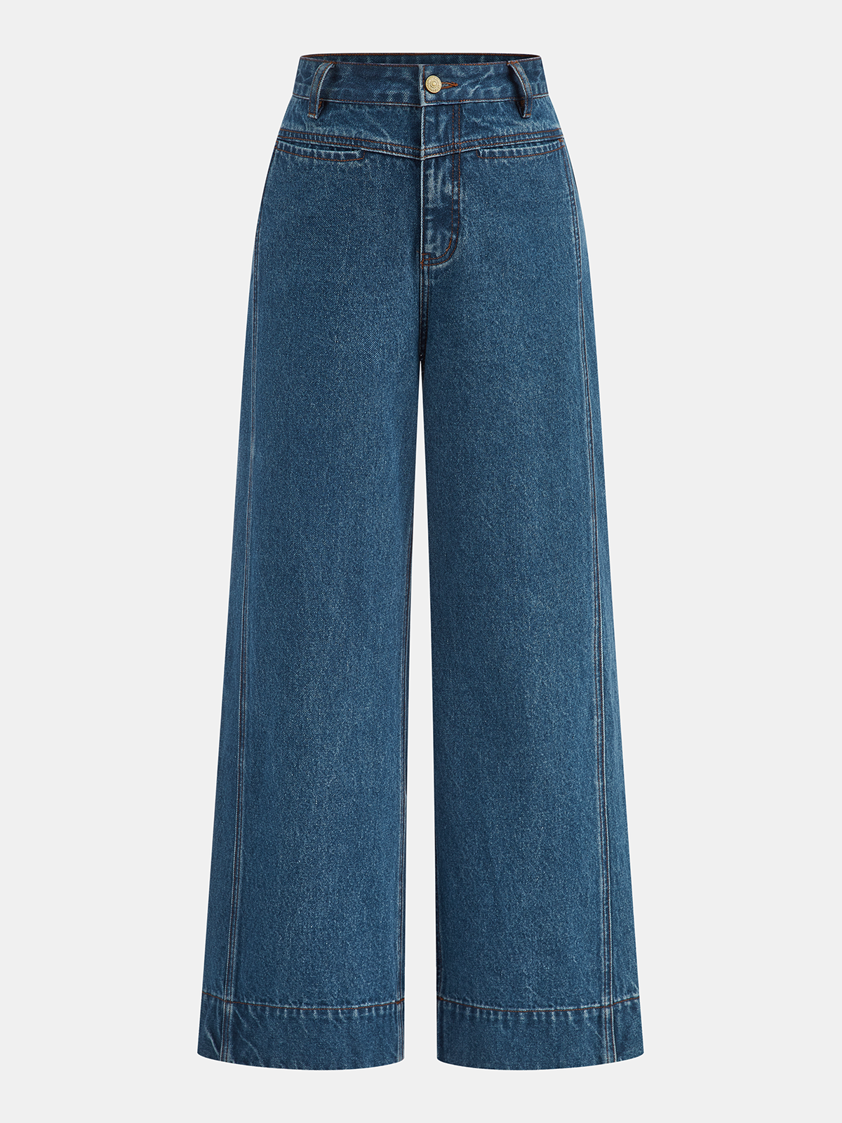 Denim Mid-Waist Wide-Leg Jeans