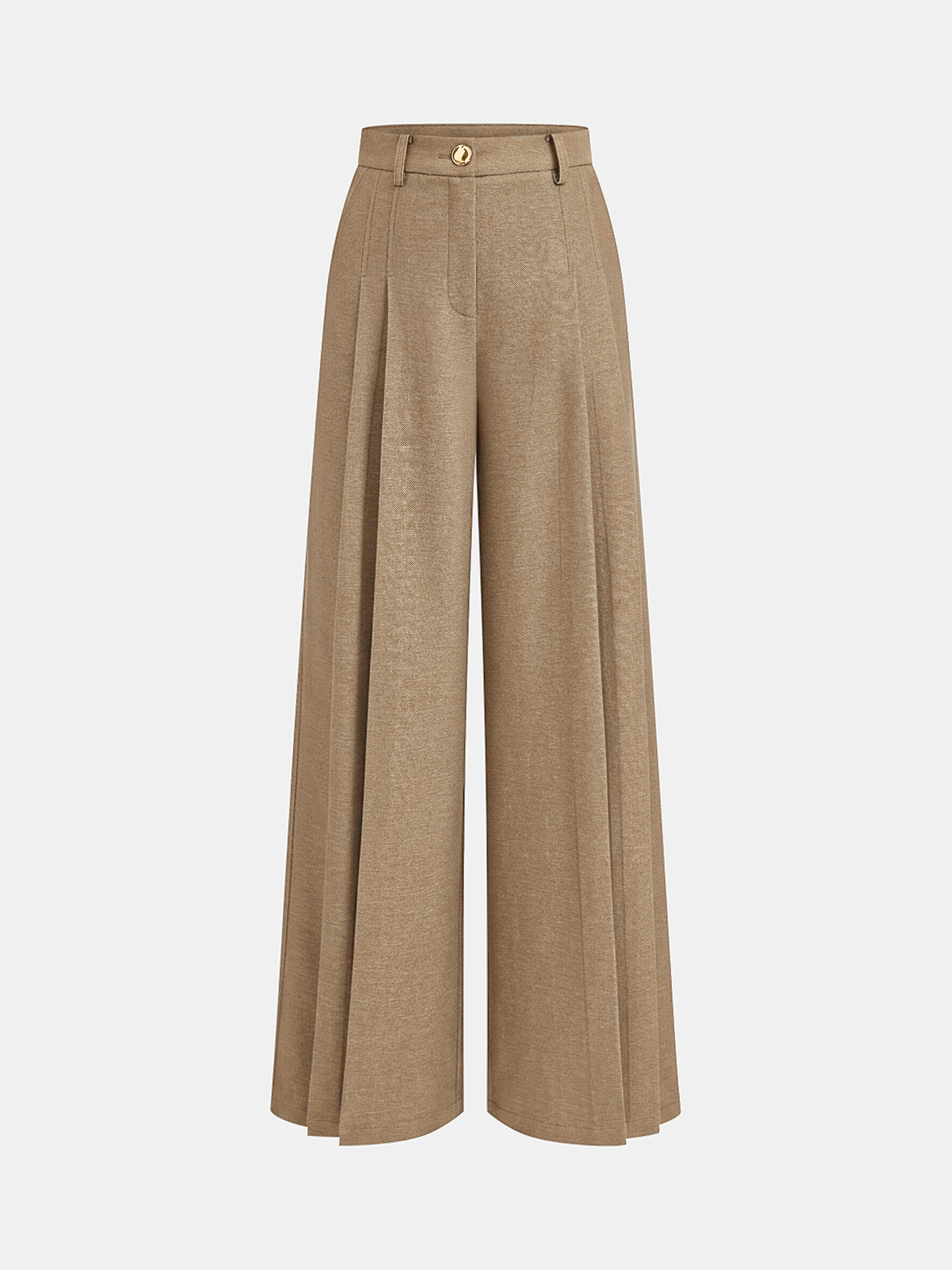 Mid-Waisted Pleated Wide-Leg Pants