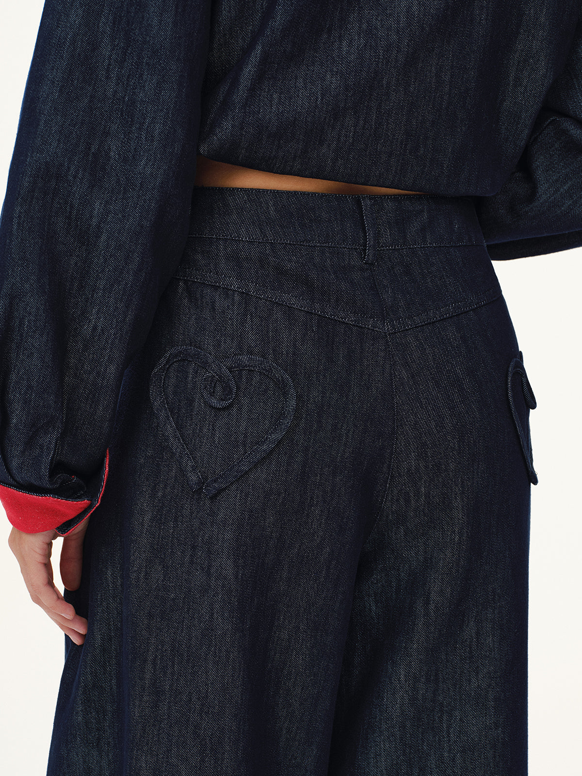 Heart-Back Denim Straight-Leg Jeans