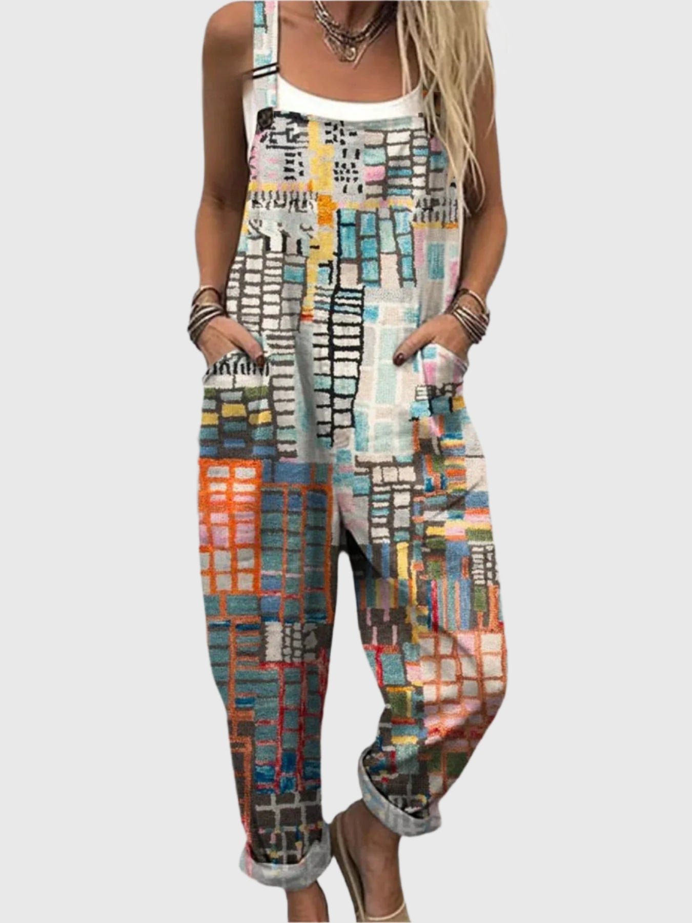 Women's Jumpsuit - Vintage Floral Design, Comfort and Wide Leg Style