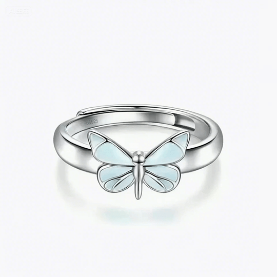 Luminous Dream Blue Butterfly Ring
