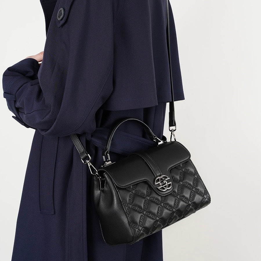 Commuter Genuine Leather Embossed Tote Crossbody Bag