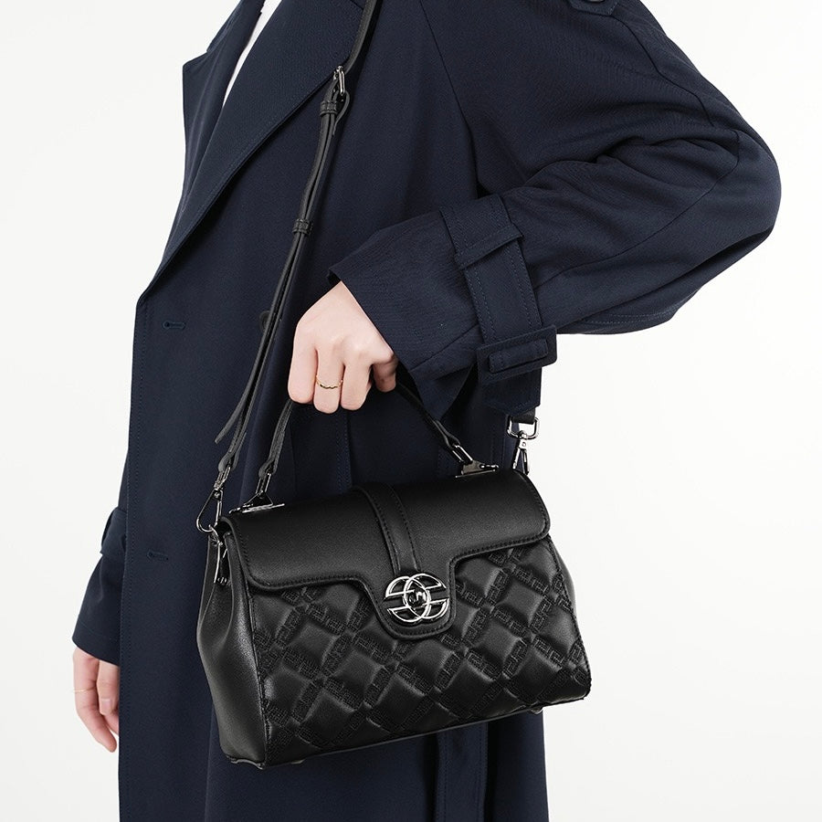 Commuter Genuine Leather Embossed Tote Crossbody Bag