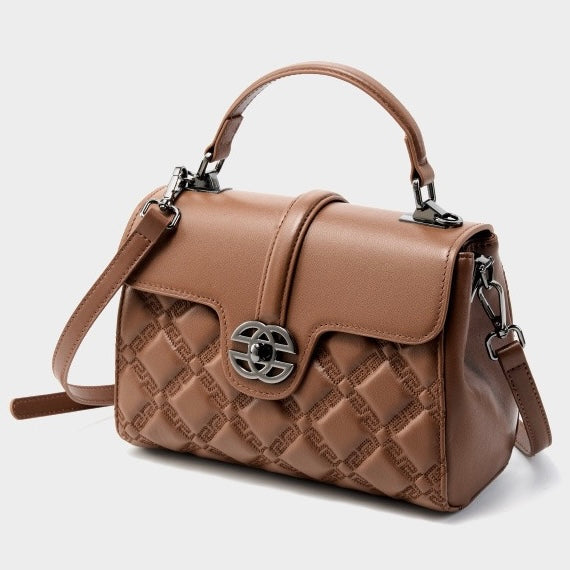 Commuter Genuine Leather Embossed Tote Crossbody Bag