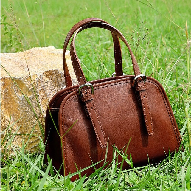 Genuine Leather Bowling Commuter Large Capacity Shoulder Clutch Bag