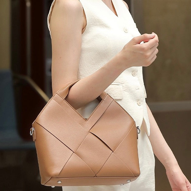 Women's Genuine Leather Woven Handbag