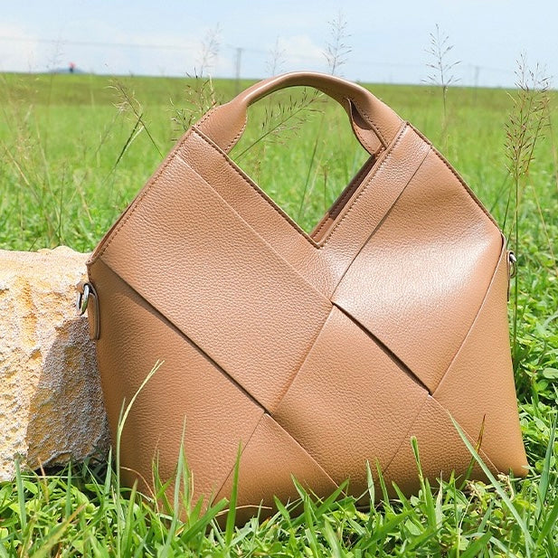 Women's Genuine Leather Woven Handbag