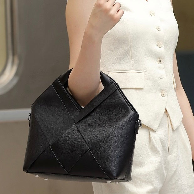 Women's Genuine Leather Woven Handbag
