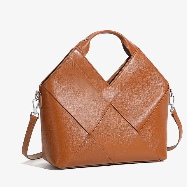 Women's Genuine Leather Woven Handbag