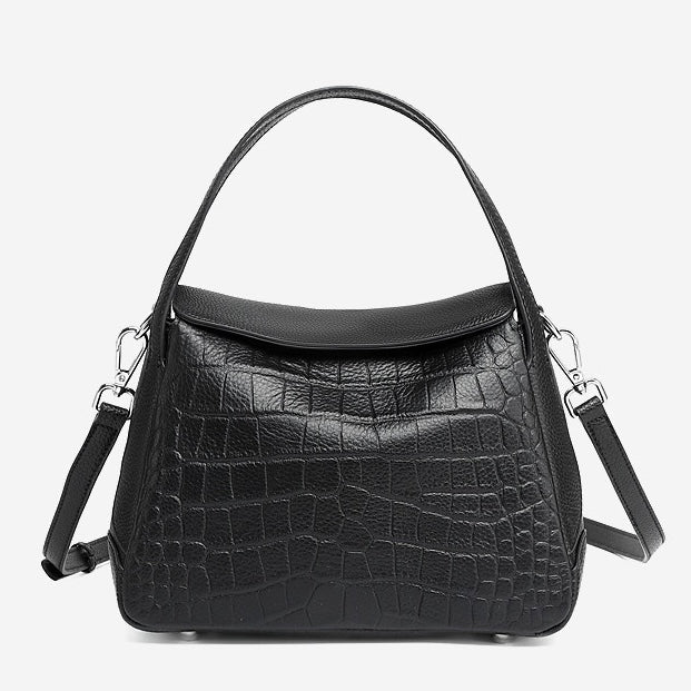 Women's Genuine Leather Croc-Embossed Crossbody Bag