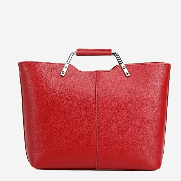 Genuine Leather Arch-Handle Minimalist Commuter Crossbody Bag