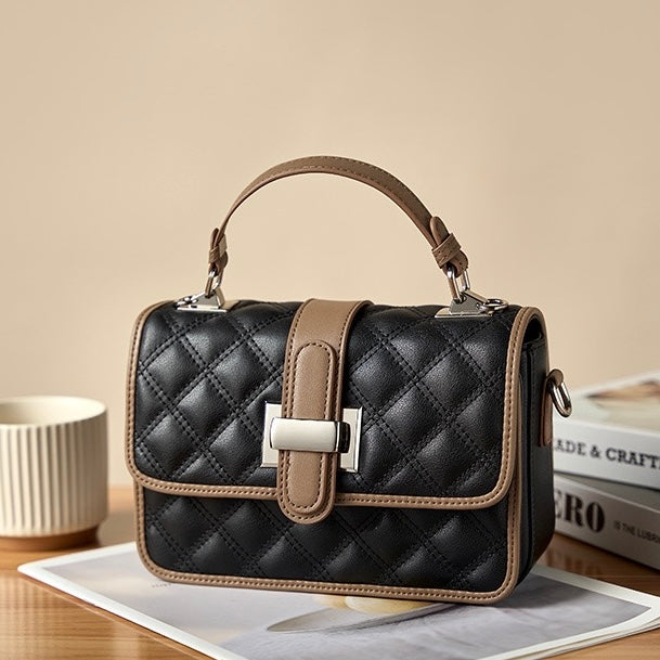Women’s Genuine Leather Quilted Crossbody Bag – Light Luxury Everyday Essential