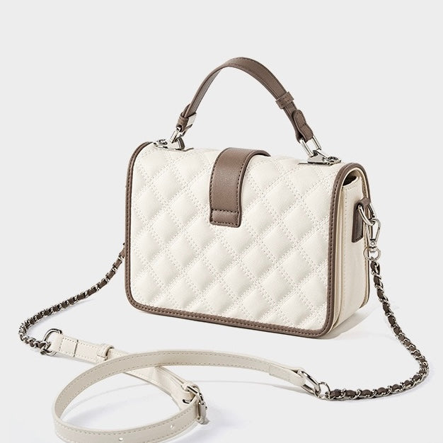 Women’s Genuine Leather Quilted Crossbody Bag – Light Luxury Everyday Essential