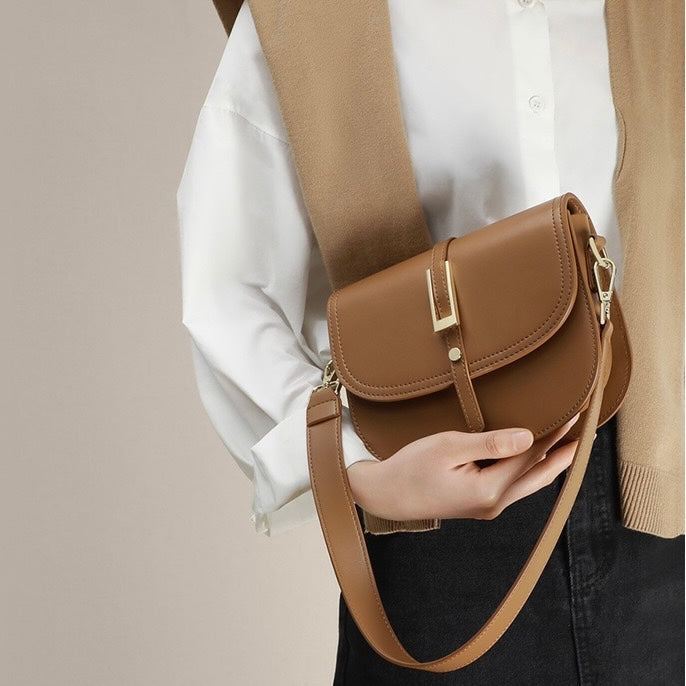 Women's Genuine Leather Saddle Crossbody Shoulder Bag