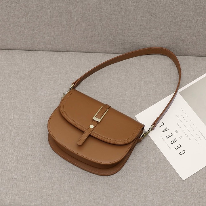 Women's Genuine Leather Saddle Crossbody Shoulder Bag