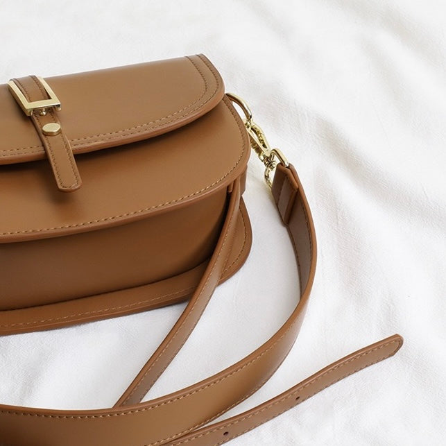 Women's Genuine Leather Saddle Crossbody Shoulder Bag