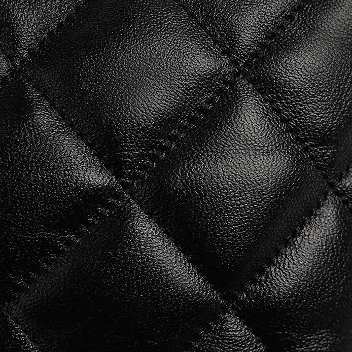 Noir Quilted Sheepskin Dual-Tone Chain Shoulder Bag