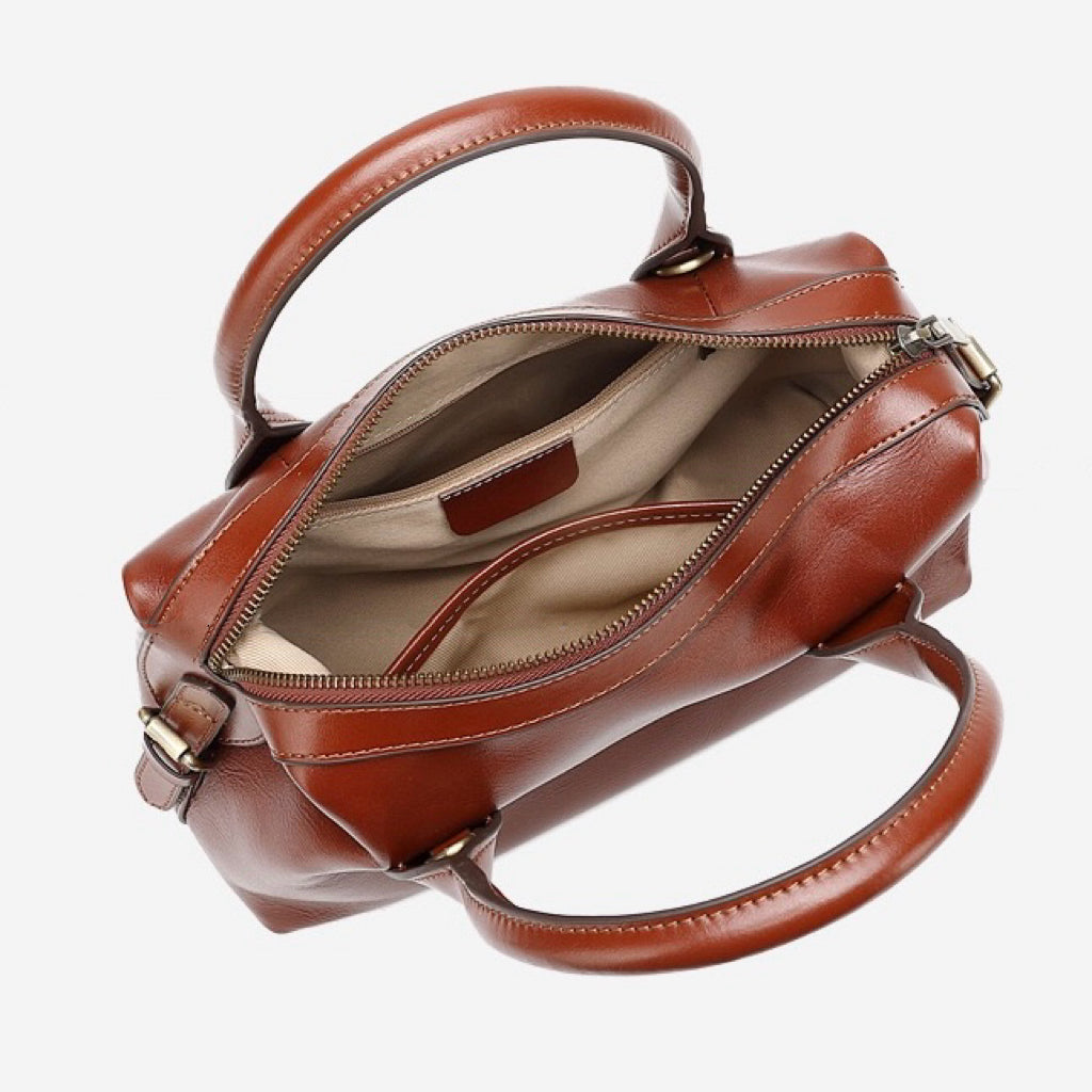 Pebbled Leather Convertible Satchel with Top Handles