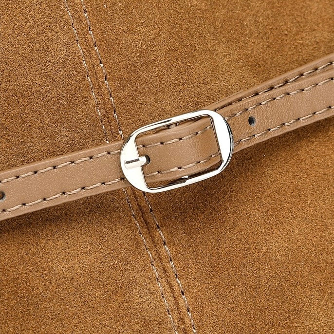 Retro Suede Structured Genuine Leather Tote Bag