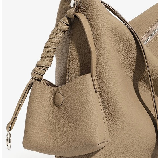 Minimalist Genuine Leather Large Capacity Commuter Tote Shoulder Bag