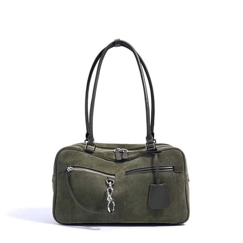 Women’s Matte Leather Pillow Shoulder Bag – Vintage Tote for Daily Commute