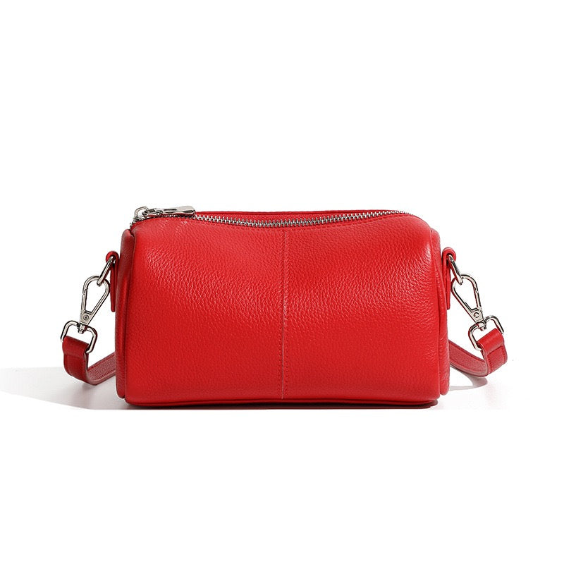 Women's Top Grain Soft Cowhide Cylinder Clutch Bag