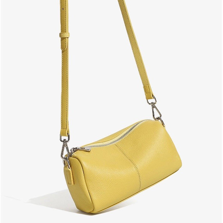 Women's Top Grain Soft Cowhide Cylinder Clutch Bag