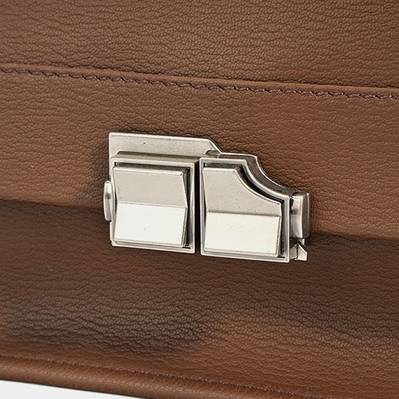 Women’s Genuine Leather Small Square Bag with Double Straps and Single Chain