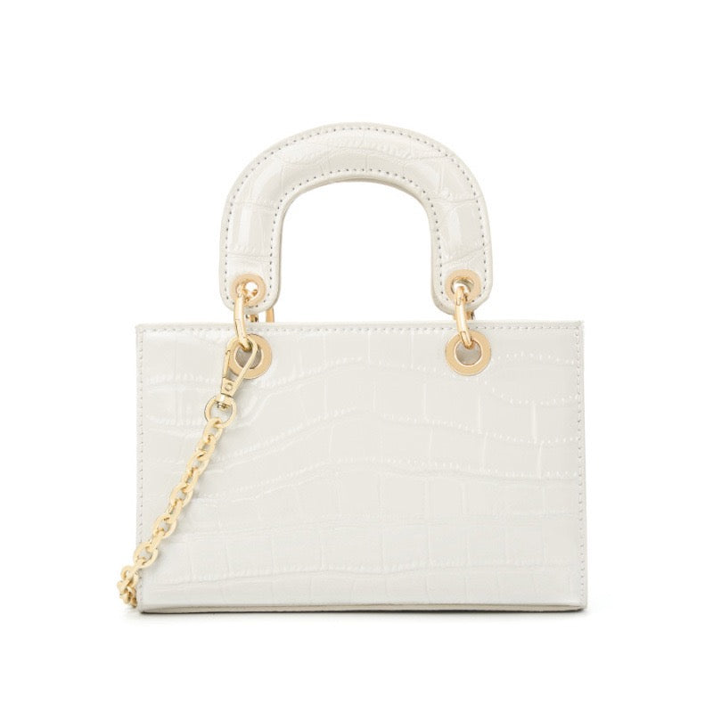 Women’s Genuine Leather Elegant Top-Handle Handbag – Croc Embossed Classic Style