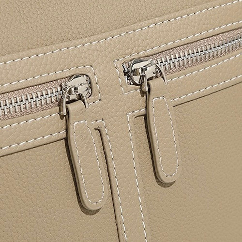 Women's Top Grain Leather Niche Luxury Bag – Dual-Zip Design with Removable Liner