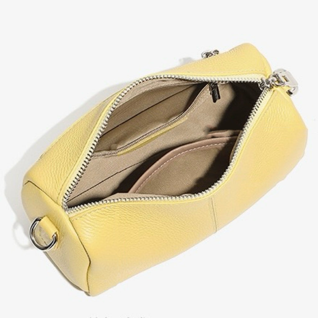 Women's Top Grain Soft Cowhide Cylinder Clutch Bag