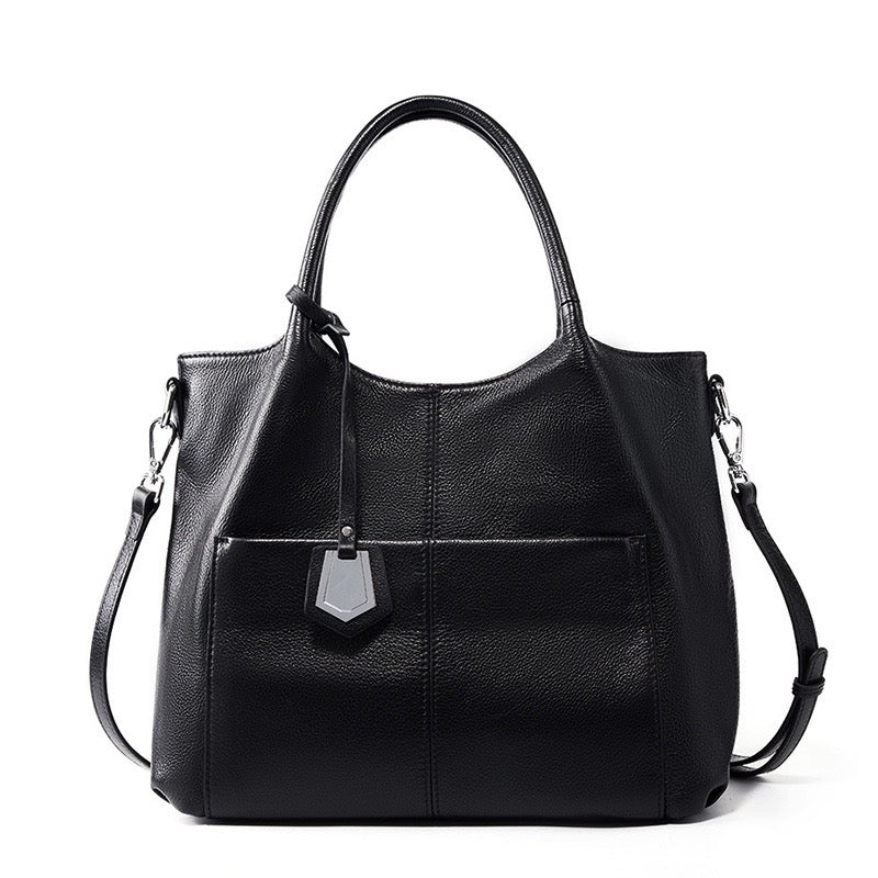 Women’s Genuine Leather Large Capacity Tote Shoulder Bag – Elegant Commuter Style