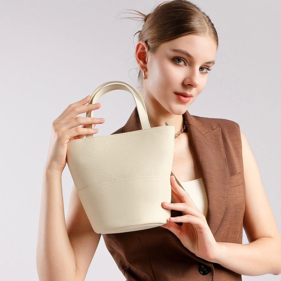 Women's Genuine Leather Minimalist Crossbody Bucket Bag