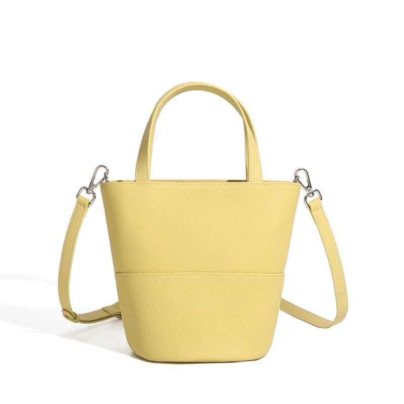 Women's Genuine Leather Minimalist Crossbody Bucket Bag