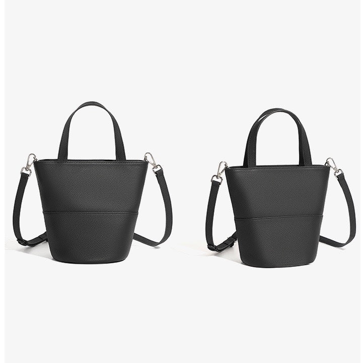 Women's Genuine Leather Minimalist Crossbody Bucket Bag