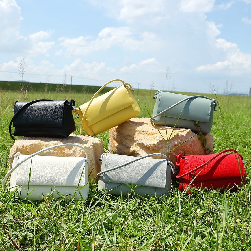 Women's Simple Multicolor Genuine Leather Compact Crossbody Bag