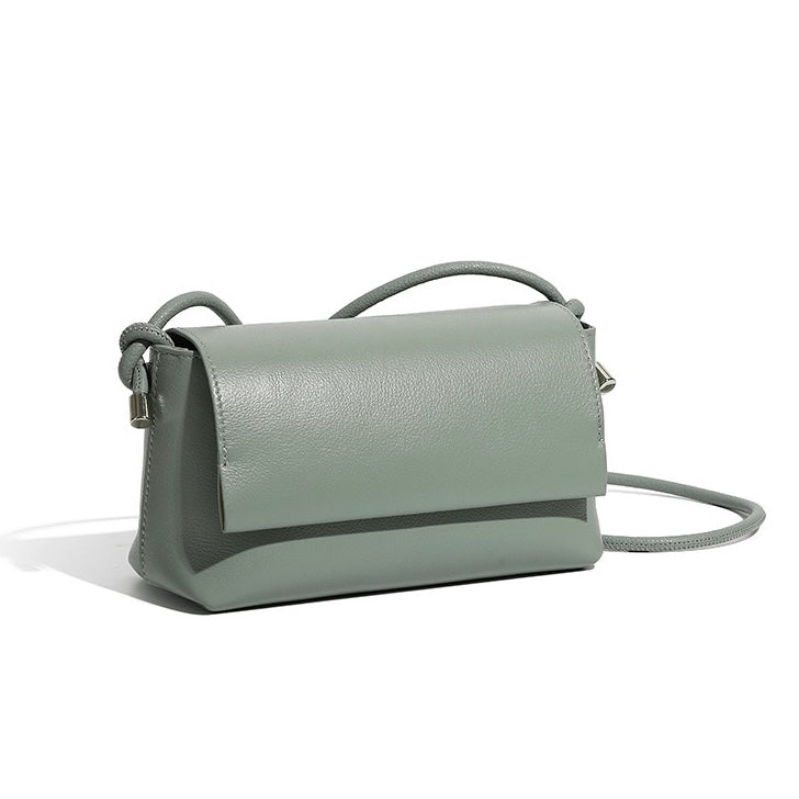 Women's Simple Multicolor Genuine Leather Compact Crossbody Bag