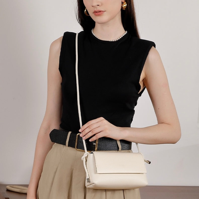 Women's Simple Multicolor Genuine Leather Compact Crossbody Bag