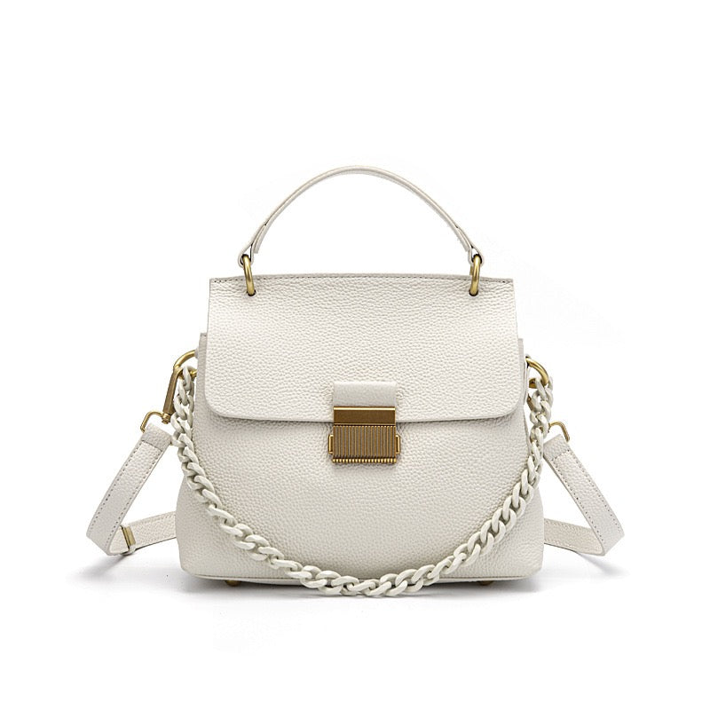 Women's Genuine Leather Shell Chain Crossbody Bag