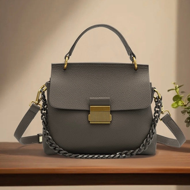 Women's Genuine Leather Shell Chain Crossbody Bag