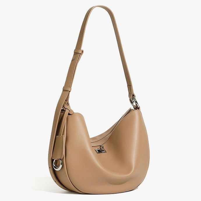 Women's Genuine Leather Designer Casual Crescent Bag