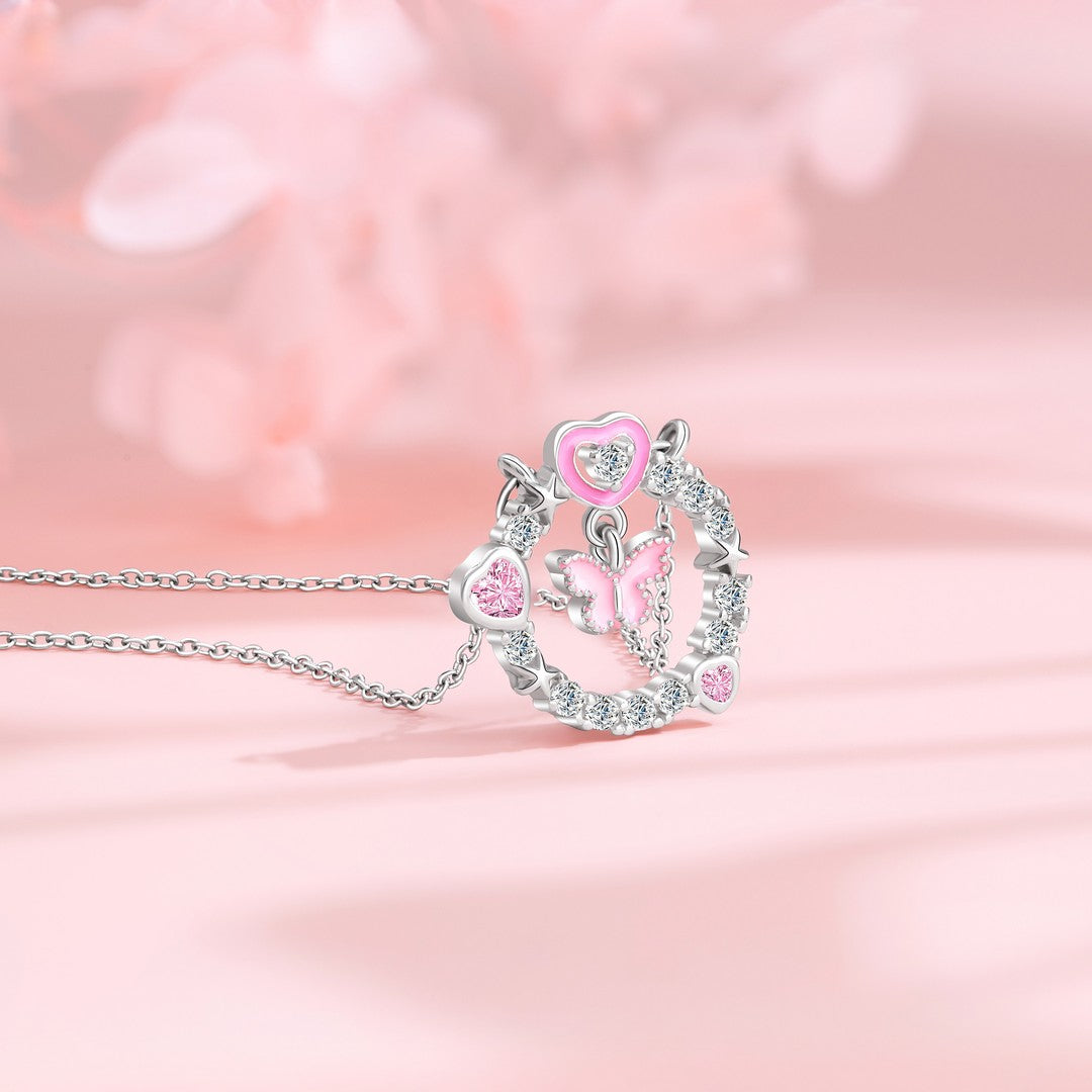 Pink Butterfly Garden Necklace