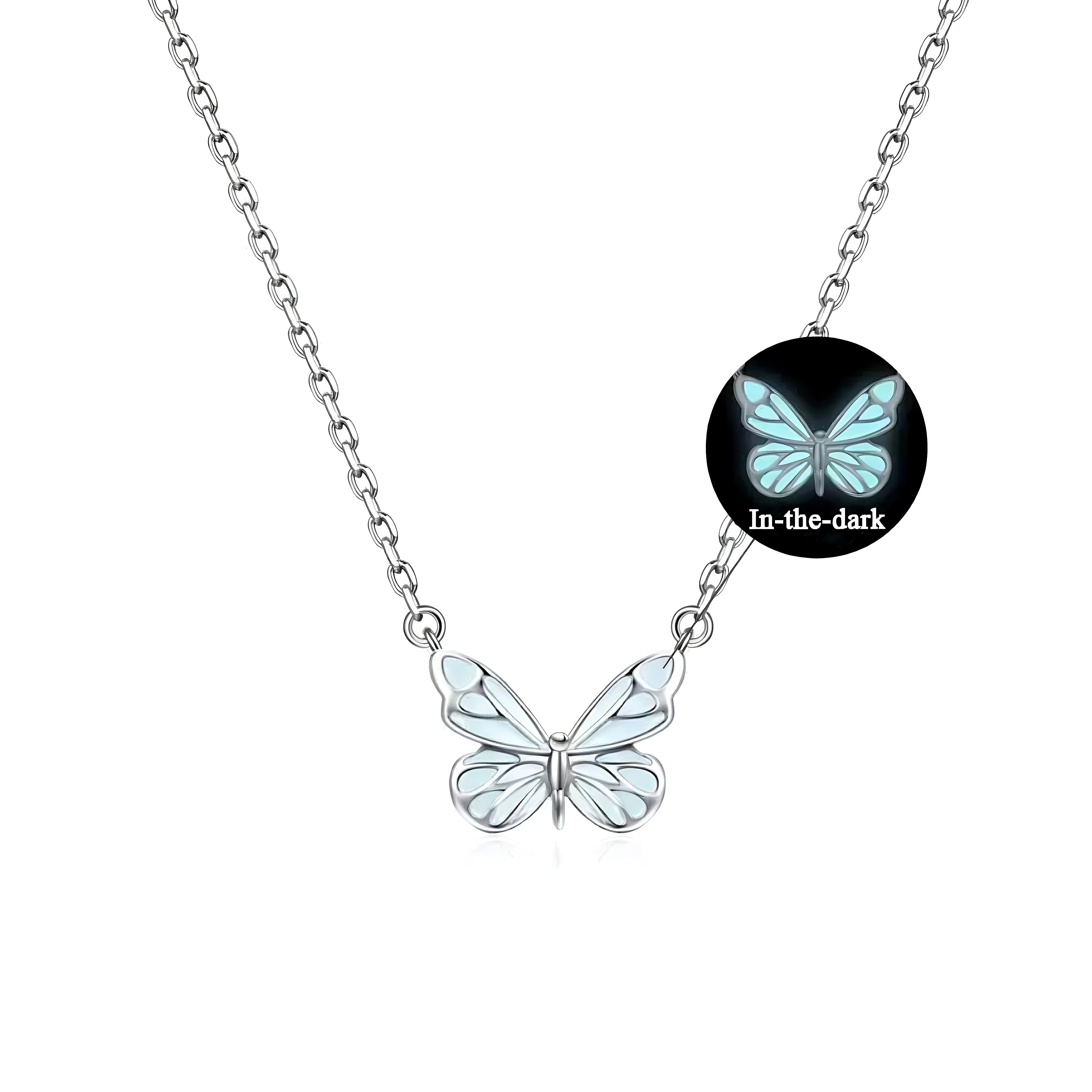 Luminous Dream Blue Butterfly Necklace