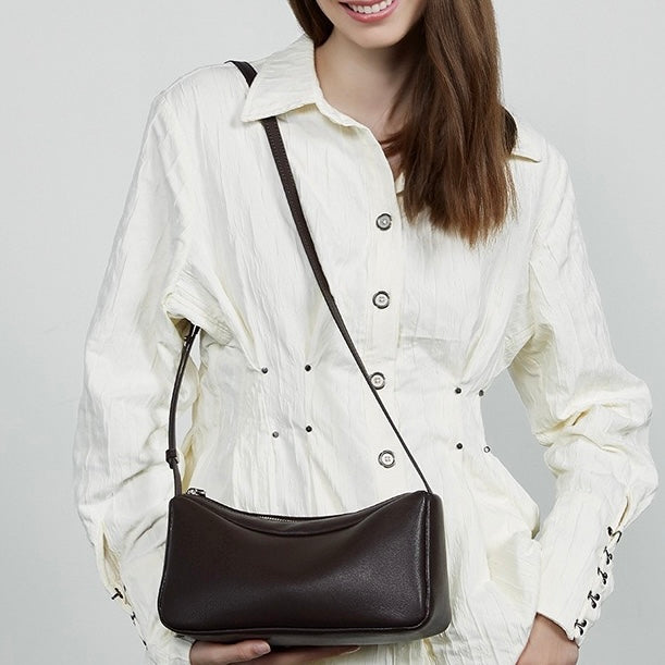 Women’s Genuine Leather Minimalist Soft Crossbody Shoulder Bag