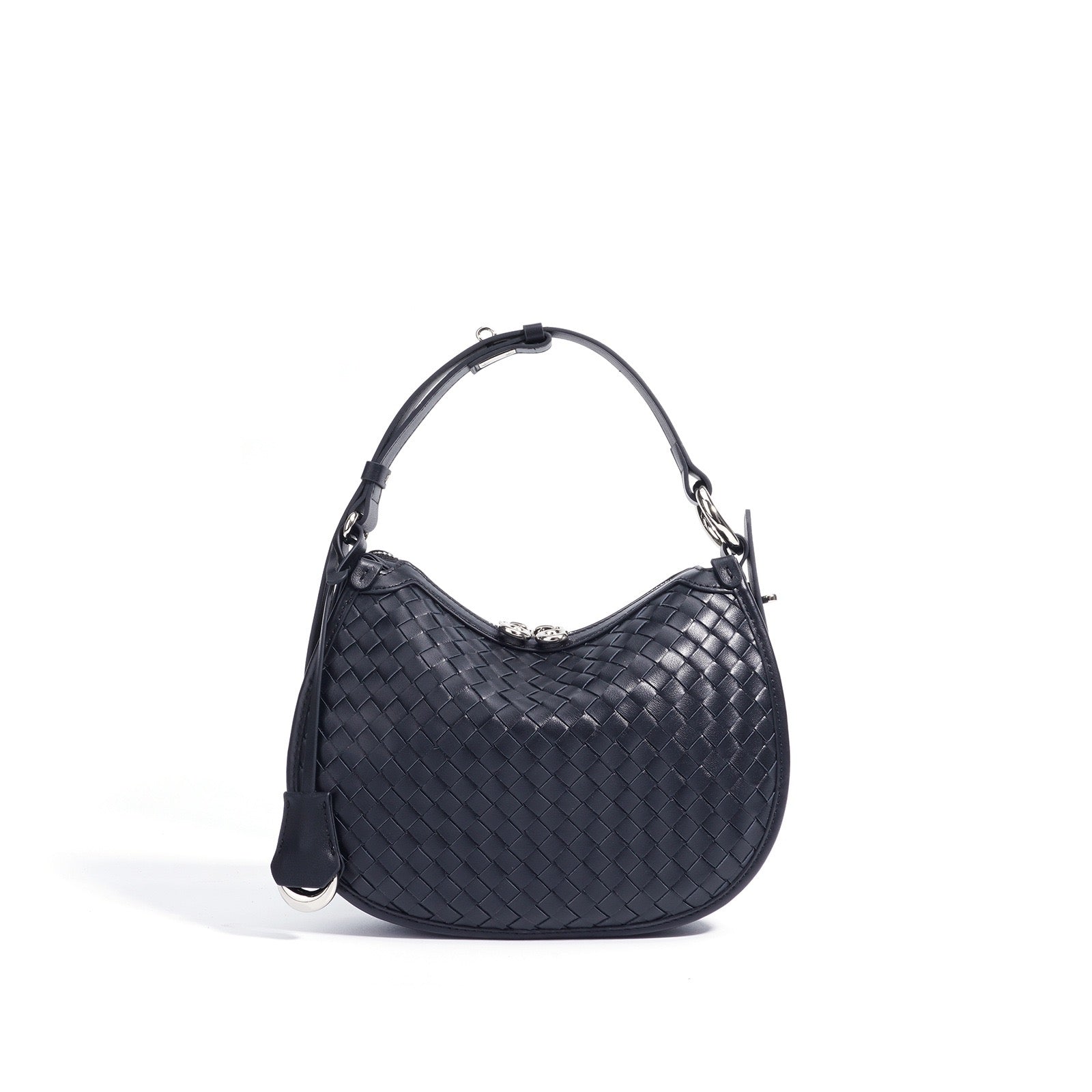 Woven Genuine Leather Crescent Shoulder Bag – Spring Summer 2025 Edition