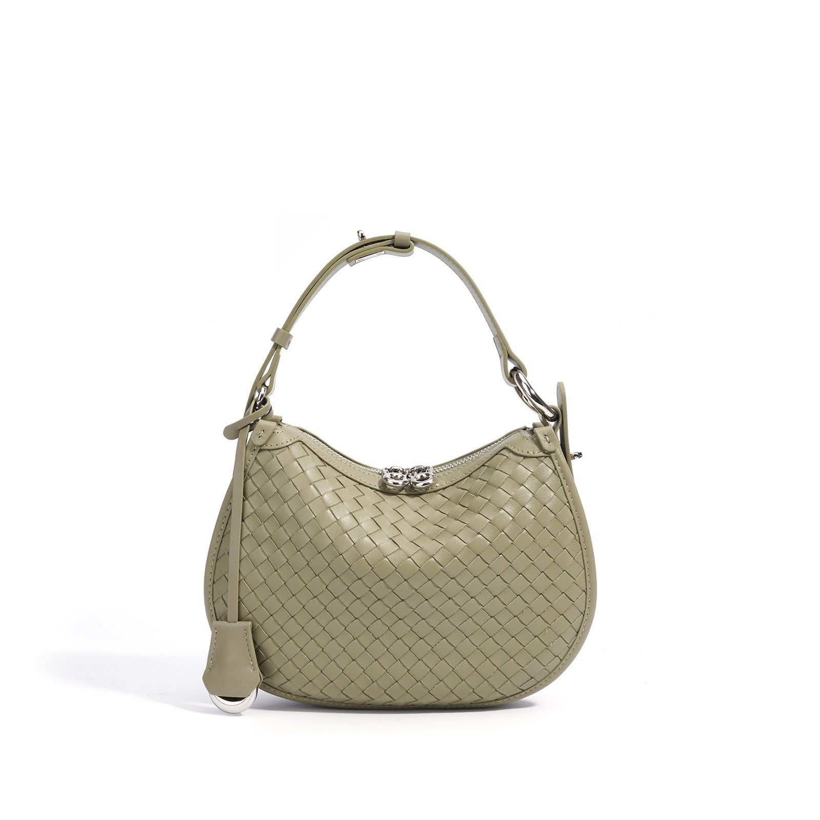 Woven Genuine Leather Crescent Shoulder Bag – Spring Summer 2025 Edition
