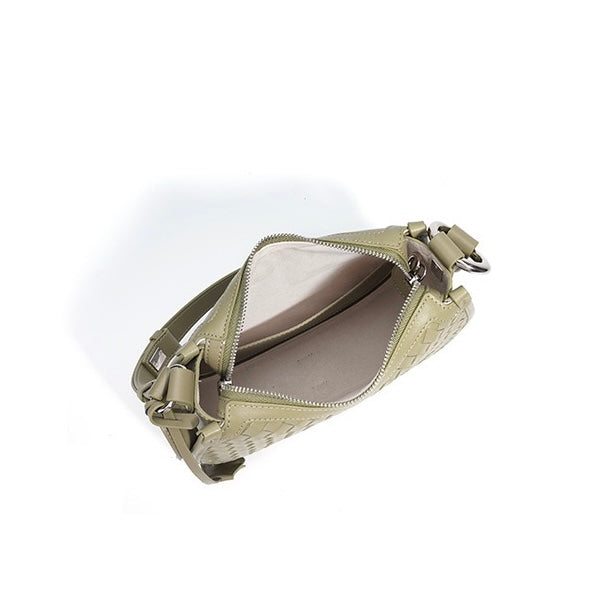 Woven Genuine Leather Crescent Shoulder Bag – Spring Summer 2025 Edition