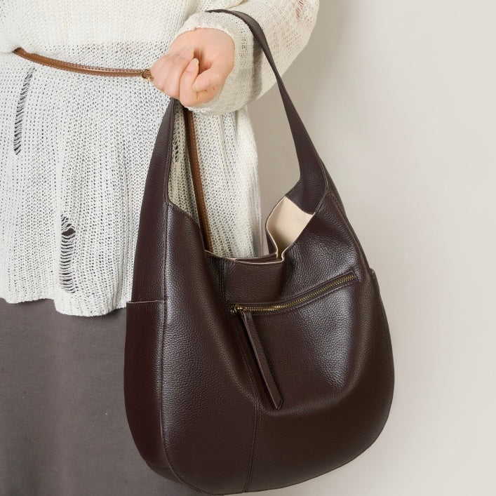 Women's Top Grain Leather Simple Large Capacity Tote Bag